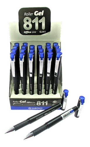 Caja Con 24 Plumas Roller Gel 0.7 Mm Sabonis Gl-811 Color de la tinta Rojo Color del exterior Negro