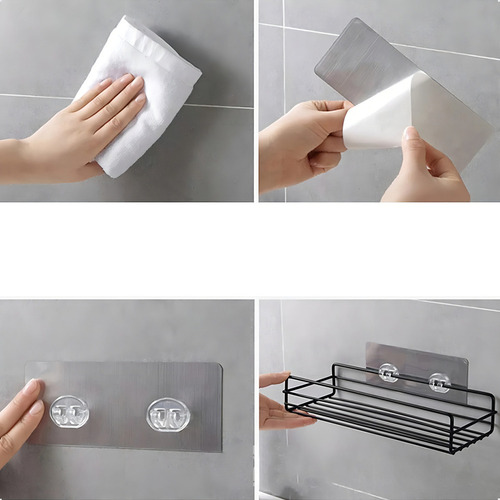 Para Kit 2 Porta Champú Y Jabón Para Baño Con Adhesivo De