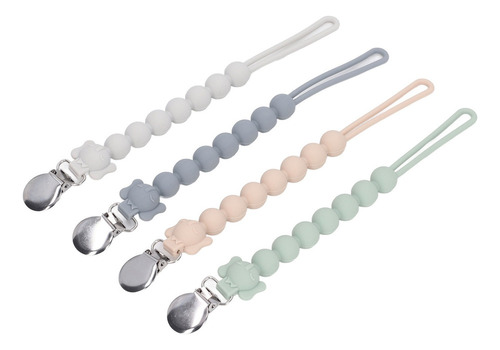 (u) 4 Piece Silicone Pacifier Clip Baby Chain