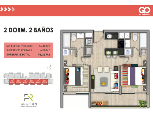Ed. Go San Pablo - Depto 2d+2b Mariposa - Piso 6 + Box