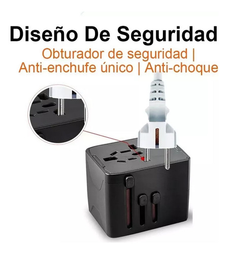 Adaptador De Viaje Universal Global Con Enchufe Tipo-c Y Usb