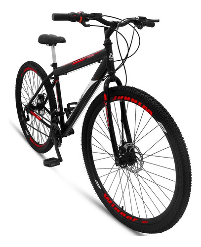 Mountain bike Ello Bike Velox aro 29 21v freios de disco mecânico câmbios Ltx cor preto/vermelho