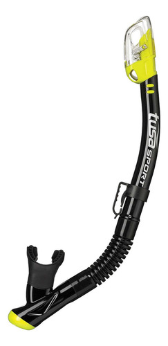 Tusa Sport Snorkel Con Tapa Seca, Negro/amarillo Flash, Usp