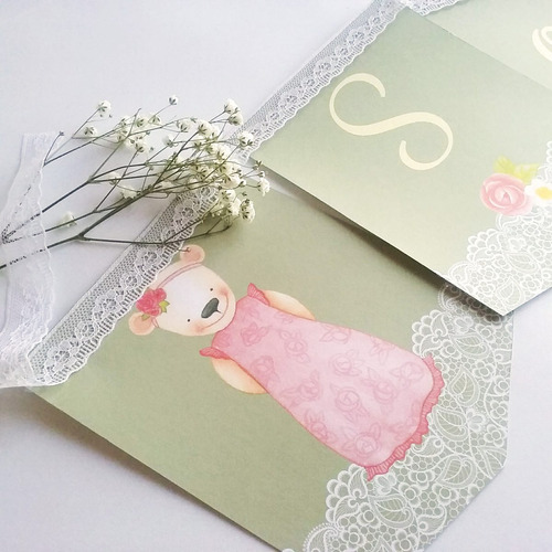 Imagen 3 de 4 de Kit Imprimible Osita Shabby Chic Editable (uso Personal)