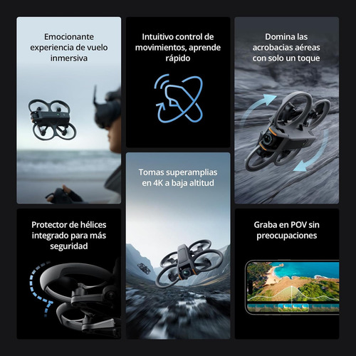 DJI Avata 2 Vuela Más Combo Dron FPV Cámara 4K 1 Batería Goggles 3 y RC Motion 3 Vuelo Inmersivo