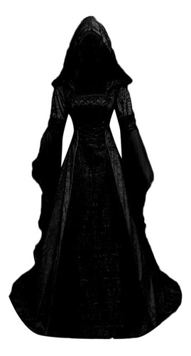 Mujer Manga Larga Con Capucha Vestido Medieval Longitud Del
