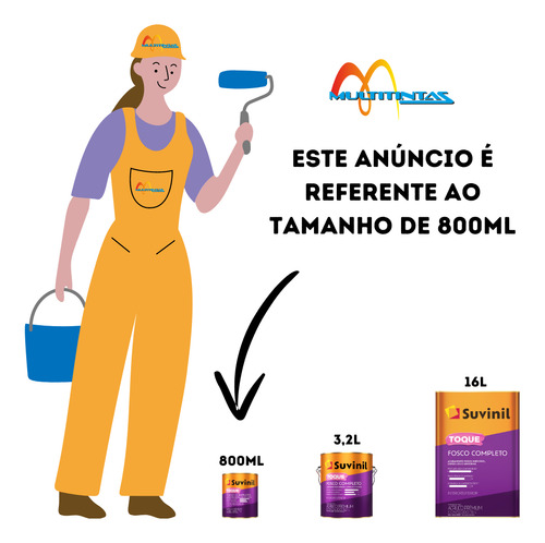 Tinta Acrílica 800ml Toque Fosco Completo Neutros Suvinil Cor Algodão Egípcio