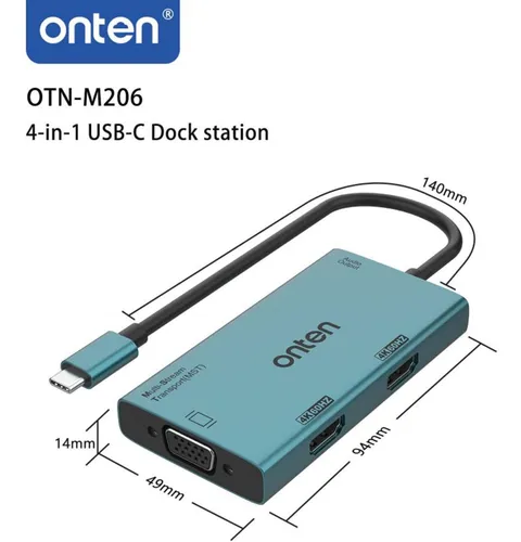 Hub Adaptador Usb-c To Dual Hdmi Y Vga Onten