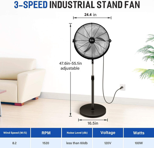 Ventilador De Piso Metálicos 20 Pulgadas Metal Resistente