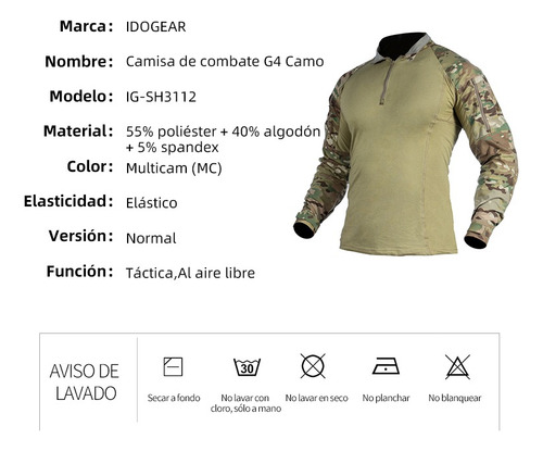 Camisa Playera Táctico G4 Manga Larga Codal Juego Militar