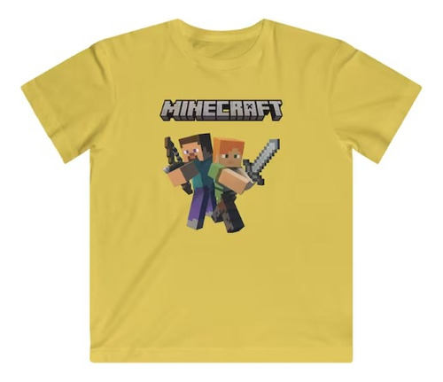 Polera Unisex Infantil Minecraft Game Guerrer Espada Estampa