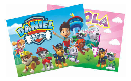  Lona Decorativa Paw Patrol Personalizada 2mt X 1.50 