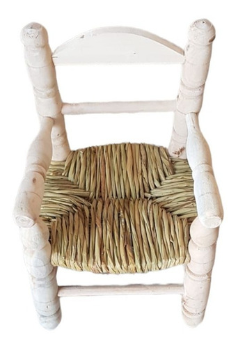 Silla Infantil Sillita Niños Madera Y Junco Con Apoya Brazos
