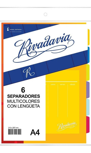 Separadores De Materias Rivadavia A4 6 Posiciones Multicolor
