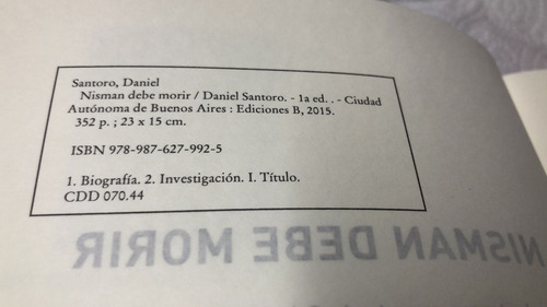 Nisman Debe Morir - Daniel Santoro - Ediciones B (Usado)