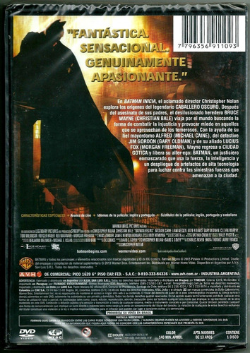 Batman Inicia. Christopher Nolan. Dvd Nuevo Sellado