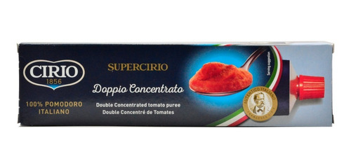Imagen 1 de 6 de Pure De Tomate Doble Concentrado Cirio  140 Gr