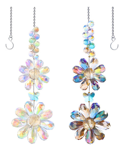 Flores De Cristal Atrapasoles Coloridas Para Ventanas Y Balc