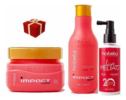  Kit Hobety Impact Shampoo E Masc 300g + Liso Imediato 110ml