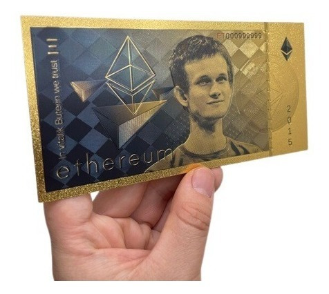 Imagen 3 de 8 de Billete Ethereum Coleccionable Oro Minería Eth Criptomoneda