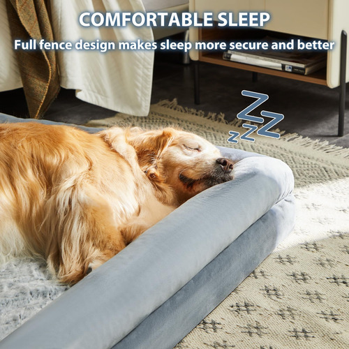 Cama Ortopédica Extragrande Para Perros Grandes Sofá Imperme Gris Diseño
