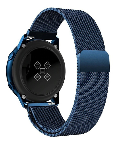 Pulseira Para Vivoactive 3 Music 245 Metal Milanesa Cor Azul Largura 20 mm