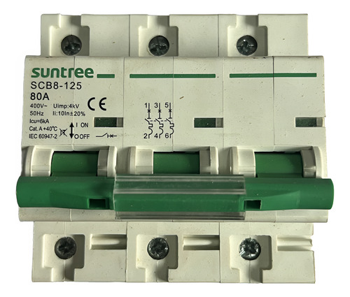 Interruptor Termomagnetico Trifasico 80 Amp,riel Din,suntree