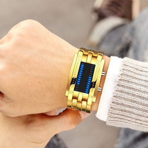 - Reloj Electrónico Binario Con Luz Led Azul For Hombre