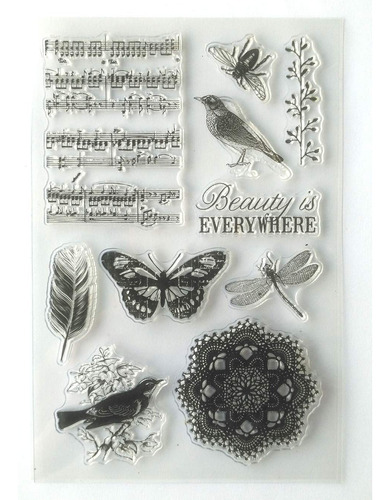 Sello Nota Musical Diseño Mariposa Libelula Para Manualidad