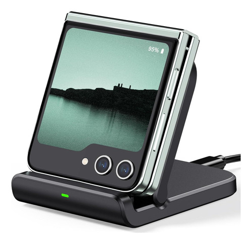 SwanScout Cargador Inalámbrico 10W para Samsung Galaxy Z Flip 6/5/4/3, Diseño Plegable Exclusivo, Carga con Funda <5mm, Portátil y Compatible con RAZR+ 2023 (Cable USB-C Incluido)