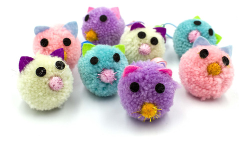 Pack 8 Ratones Juguete Peluche Interactivos Con Campanas