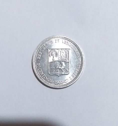 Moneda De 0,50 Centimos  De Plata 1960