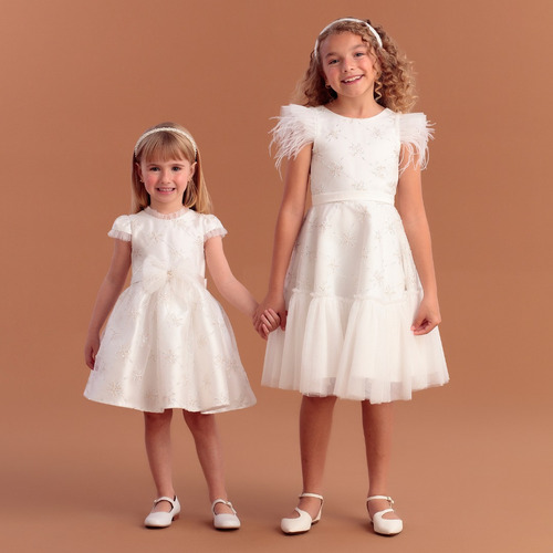 Vestido De Festa Infantil Petit Cherie Off White 22038 Br.