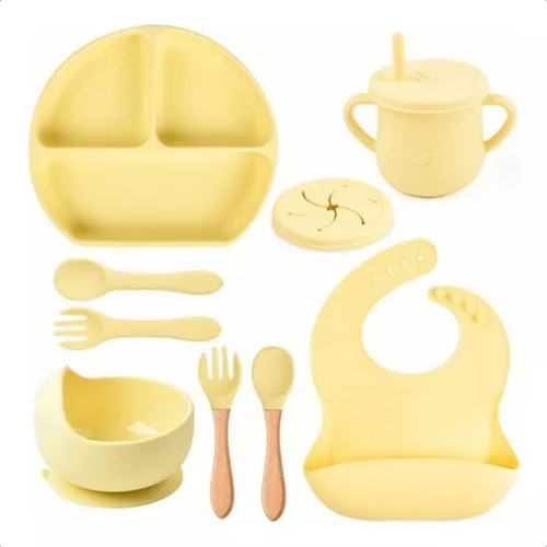! . Platos For Bebés De Silicona Con Tazón Cuchara Tenedor