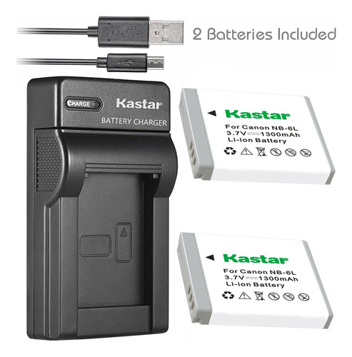 2-pack Baterias Y Cargador Kastar Nb-6l P/canon D10 D20 S90 S95 S120 Sd770 Sd980 Sd1200 Sd1300, Sd3500, Sd4000, Sx170