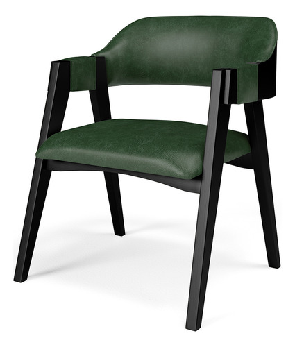 Kit 4 Cadeiras Sala de Jantar Estar Living Estofada Suran L02 Preto Couríssimo Verde Musgo