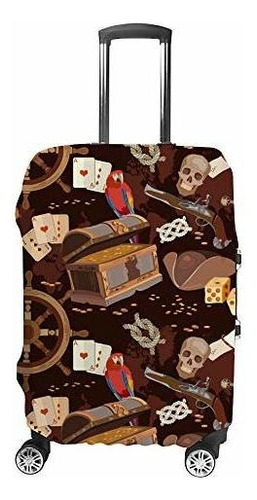 Maleta - Kuizee Luggage Cover Suit  Cover Brown Pirate 