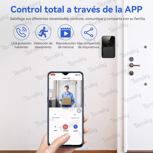 Timbre Inteligente Inalámbrico Con Cámara 1 Transmiso 1 Rec