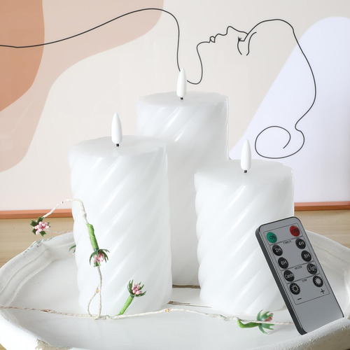 Loliow Twist Velas - Juego De 3 Velas Parpadeantes Sin Llama