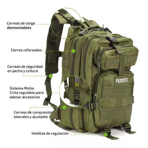 Mochila Tactica 45 Litros Camping Viaje Mujer Hombre Femmto - $ 49.999