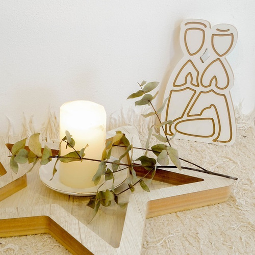 Imagen 5 de 5 de Bandeja De Madera En Forma De Estrella Decorativa Nordica