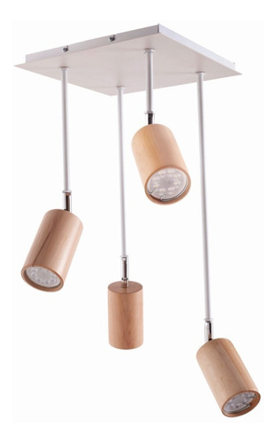 Imagen 3 de 10 de Aplique Plafon 4 Luces Madera - Ng / Bl Movil Apto Led