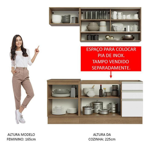 Mueble de Cocina Integral Madesa Glamy 180cm Marrón Blanco 08
