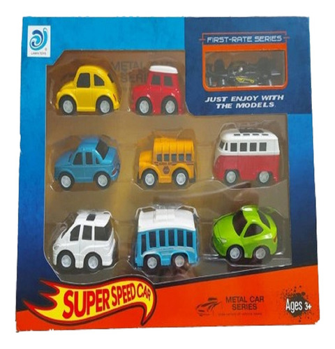 Set De 9 Carritos De  Metal - Juguete Para Niños