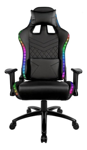 Imagen 5 de 10 de Silla de escritorio Audiotek MKZ-LKSGRGBTB301 gamer ergonómica negra con tapizado de cuero sintético