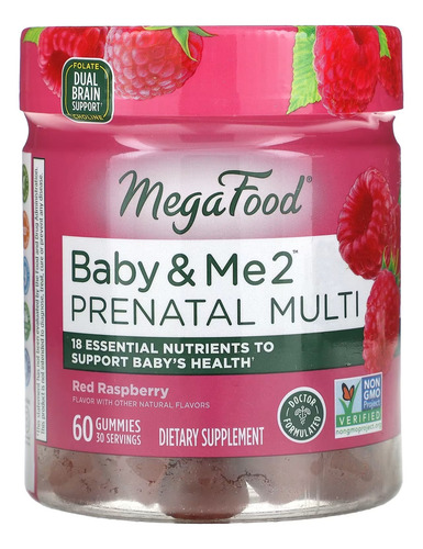 Megafood Baby & Me 2 Multivitamínico Prenatal 60 Gomitas Sabor Frambuesa