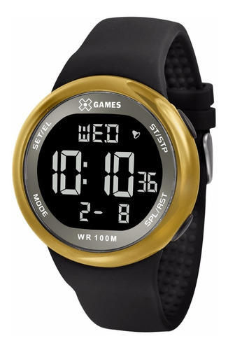 Relógio X-games Masculino Digital Xmppd441 Dourado Negativo Cor da correia Preto Cor do fundo Positivo
