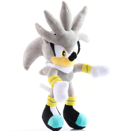 Peluche Muñeco Sonic Silver 42cm Gris Alto Felpa Suave