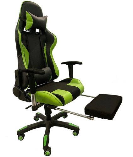 Silla Pc Gamer 06 Verde 2 Almohadones/apoyapies Envio Gratis