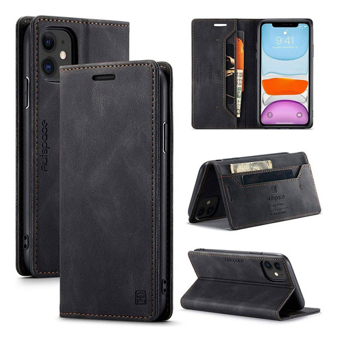 Estuche De Cuero Magnético For iPhone Con Soporte Y